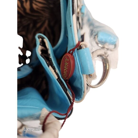 Diophy Zebra Print & Turquoise Shoulder Purse Bag With Studded Details - Picture 8 of 14